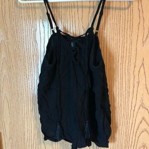 Tie Up Black Tank Top